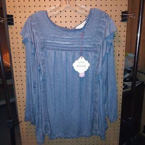NWT - BEAUTIFUL HEATHER BLUE KNOX ROSE TOP - XXL